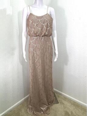 NEW Sz 10 Rose Gold Sorella Vita Blouson Maxi Gown Dress Wedding Prom Evening